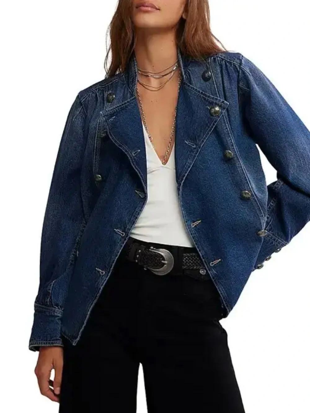 NWT Free People Imogene Denim Officer Jacket - Picture 1 of 8